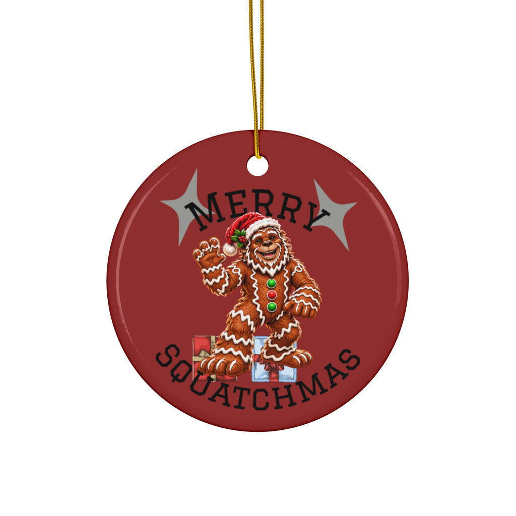 Merry Squatchmas Gingerbread Sasquatch Ceramic Christmas Ornament