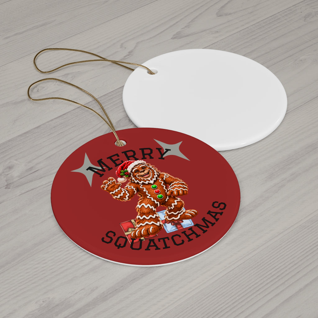 Merry Squatchmas Gingerbread Sasquatch Ceramic Christmas Ornament