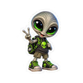 School Kid Alien Kiss-Cut Stickers