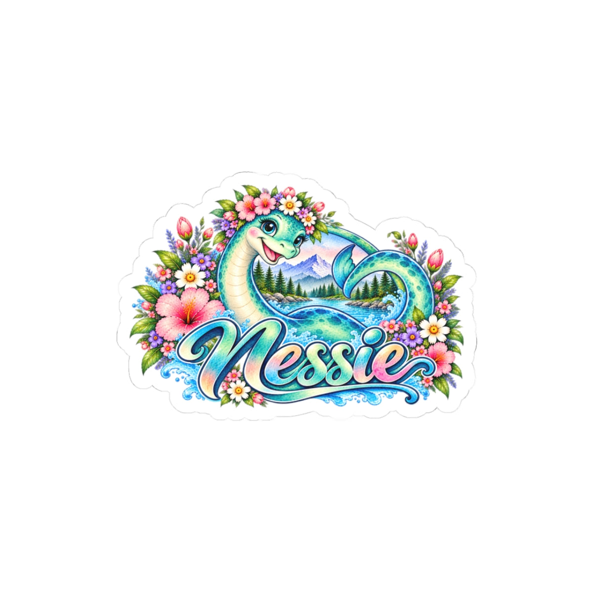 Nessie Watercolor Kiss-Cut Stickers