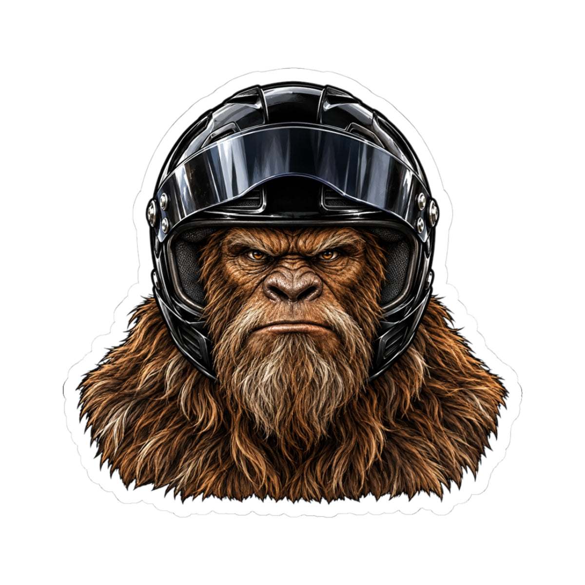 Bigfoot with Helmet Kiss-Cut Stickers