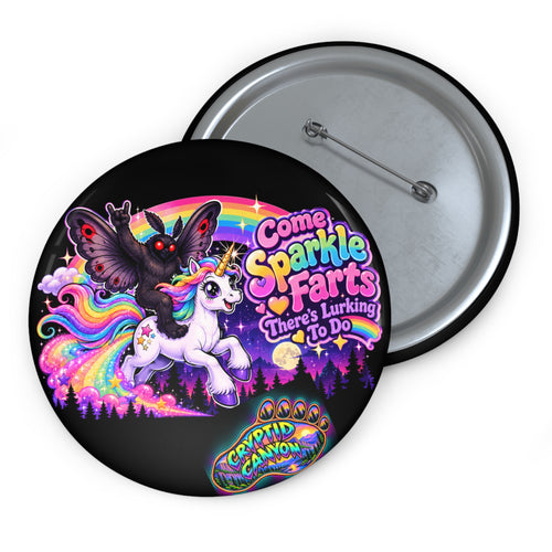 Come Sparkle Farts Unicorn & Mothman Pin Button
