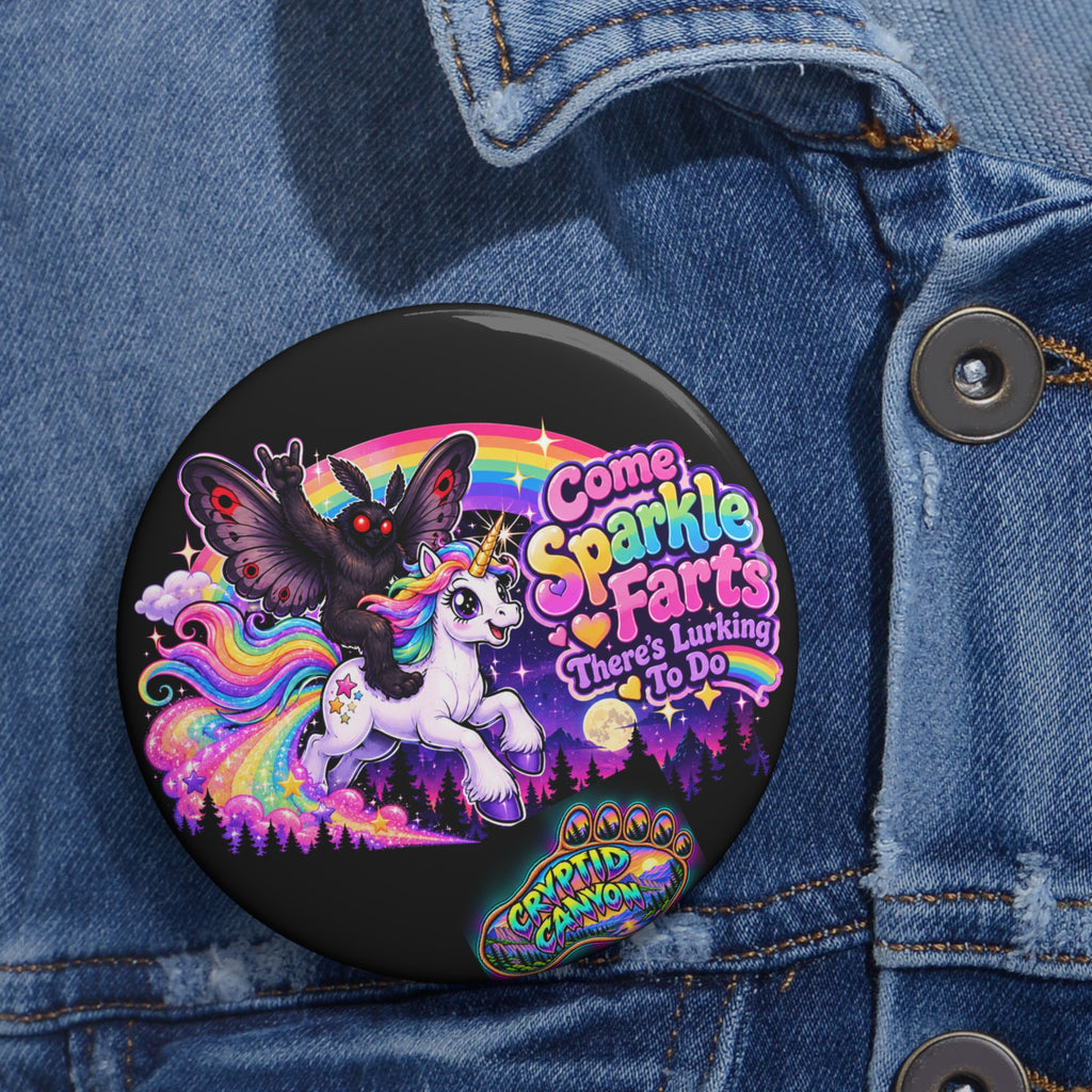 Come Sparkle Farts Unicorn & Mothman Pin Button